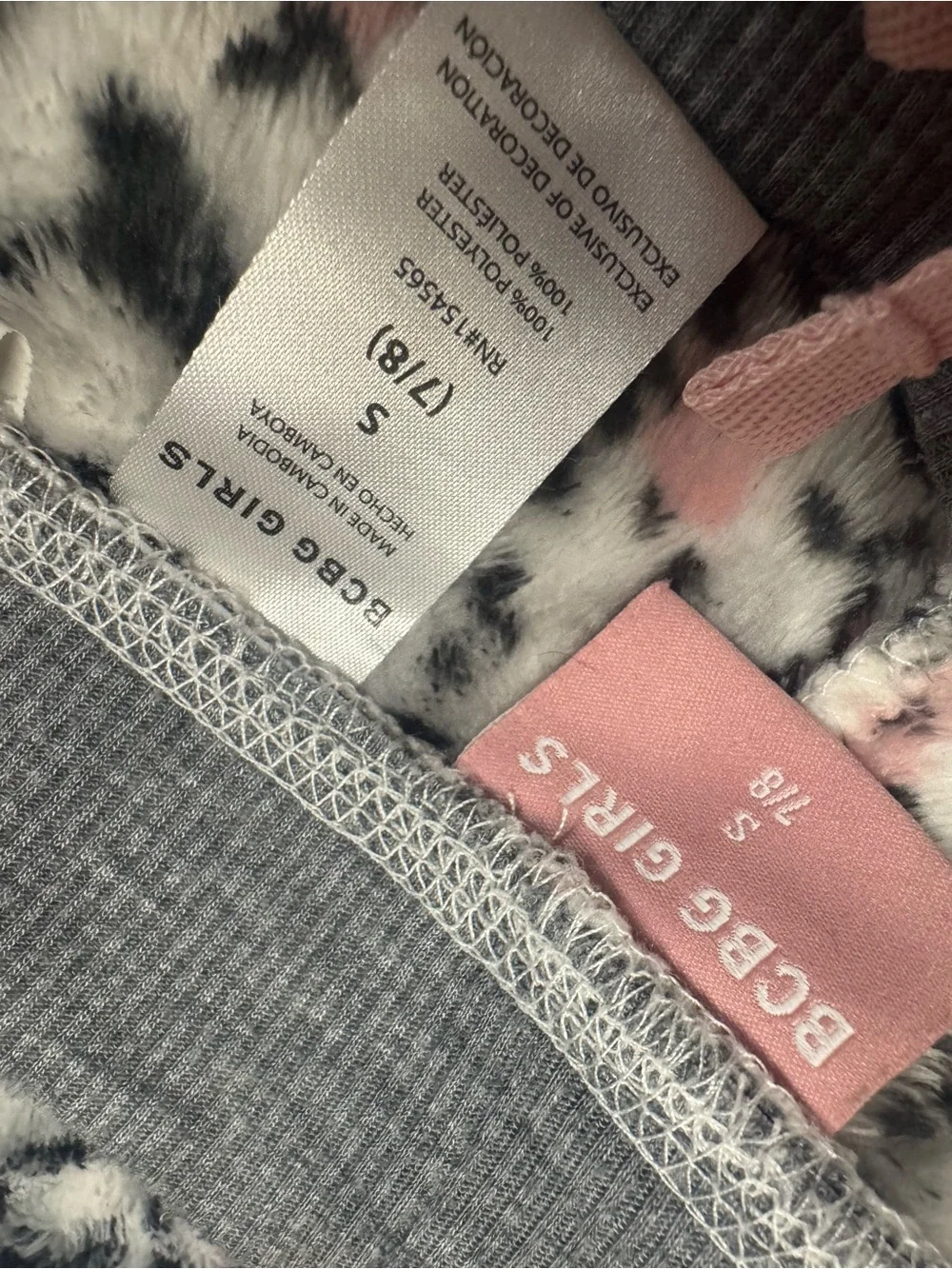 bebe Pink, Gray & White Leopard-Print 3-Piece Pajama Set